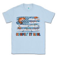 Dusty Blue fishing lure flag keepin' it reel Classic Tee - MaliasSmallBusiness