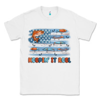 White fishing lure flag keepin' it reel Classic Tee - MaliasSmallBusiness