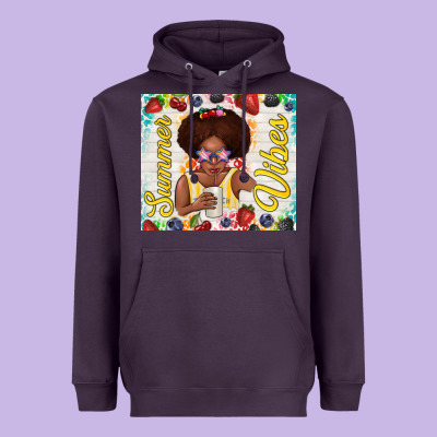 Summer Vibes Afro Kid Heavyweight Hoodie Designed By Tumblerdesignbyshophia