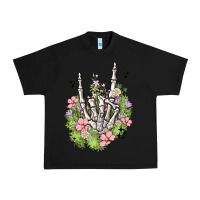 Black skeleton flowers Urban Heavy Tee - MaliasSmallBusiness