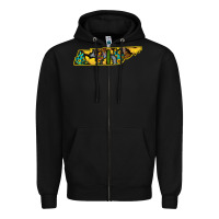 Black Western Tenessee Map Sunflower Pattern Zipper Hoodie - Bettercallsaul