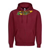 Burgundy Western Tenessee Map Sunflower Pattern Zipper Hoodie - Bettercallsaul