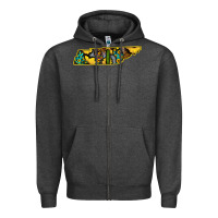 Charcoal Heather Western Tenessee Map Sunflower Pattern Zipper Hoodie - Bettercallsaul