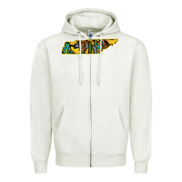 Oatmeal Heather Western Tenessee Map Sunflower Pattern Zipper Hoodie - Bettercallsaul