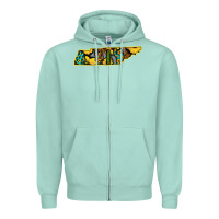 Seafoam Western Tenessee Map Sunflower Pattern Zipper Hoodie - Bettercallsaul