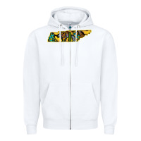 White Western Tenessee Map Sunflower Pattern Zipper Hoodie - Bettercallsaul