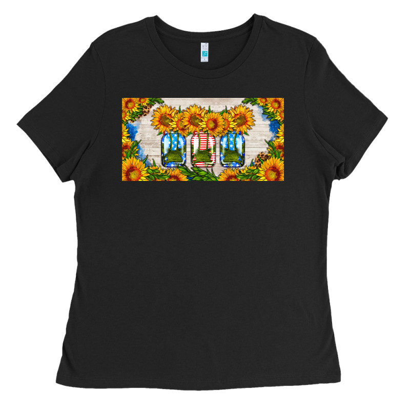 American Mason Jar Sunflower License Plate Ladies Tee by HRA Design Shop | Teevron
