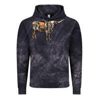 Cloud Black Texas Longhorn Cow Vintage Hoodie - LillyAllenDesigns