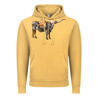 Vintage Mustard Texas Longhorn Cow Vintage Hoodie - LillyAllenDesigns