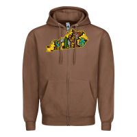 Chestnut Kentucky Map Western Sunflower Pattern Zipper Hoodie - Bettercallsaul