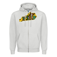 Dove Grey Kentucky Map Western Sunflower Pattern Zipper Hoodie - Bettercallsaul