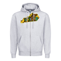 Heather Grey Kentucky Map Western Sunflower Pattern Zipper Hoodie - Bettercallsaul