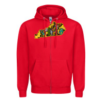 Red Kentucky Map Western Sunflower Pattern Zipper Hoodie - Bettercallsaul