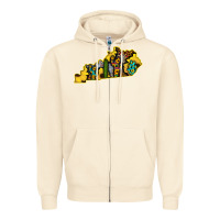 Sandshell Kentucky Map Western Sunflower Pattern Zipper Hoodie - Bettercallsaul