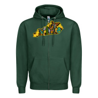 Sports Green Kentucky Map Western Sunflower Pattern Zipper Hoodie - Bettercallsaul