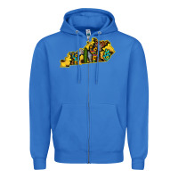 True Royal Kentucky Map Western Sunflower Pattern Zipper Hoodie - Bettercallsaul