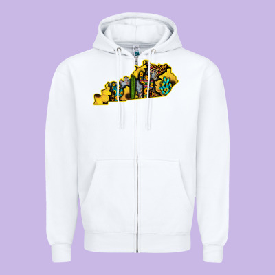 Kentucky Map Western Sunflower Pattern Zipper Hoodie Designed By Bettercallsaul