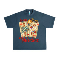 Midnight Navy be my valentine with playing cards and key Urban Heavy Tee - AdoDesignShop