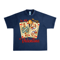 Navy be my valentine with playing cards and key Urban Heavy Tee - AdoDesignShop