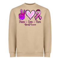 Mushroom Peace love cure Breast Cancer Heavyweight Sweatshirt - NancyCooperArtShop