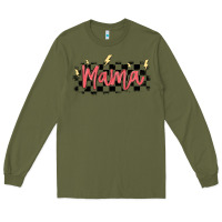 Army Green checkered mama Long Sleeve Tee - MaliasSmallBusiness