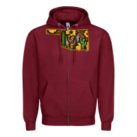 Burgundy Western Oklahoma Map Sunflower Pattern Zipper Hoodie - Bettercallsaul