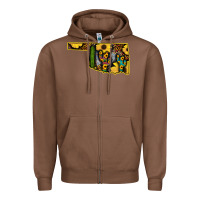 Chestnut Western Oklahoma Map Sunflower Pattern Zipper Hoodie - Bettercallsaul