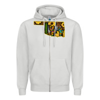 Dove Grey Western Oklahoma Map Sunflower Pattern Zipper Hoodie - Bettercallsaul