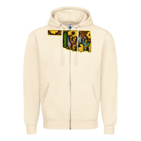 Sandshell Western Oklahoma Map Sunflower Pattern Zipper Hoodie - Bettercallsaul