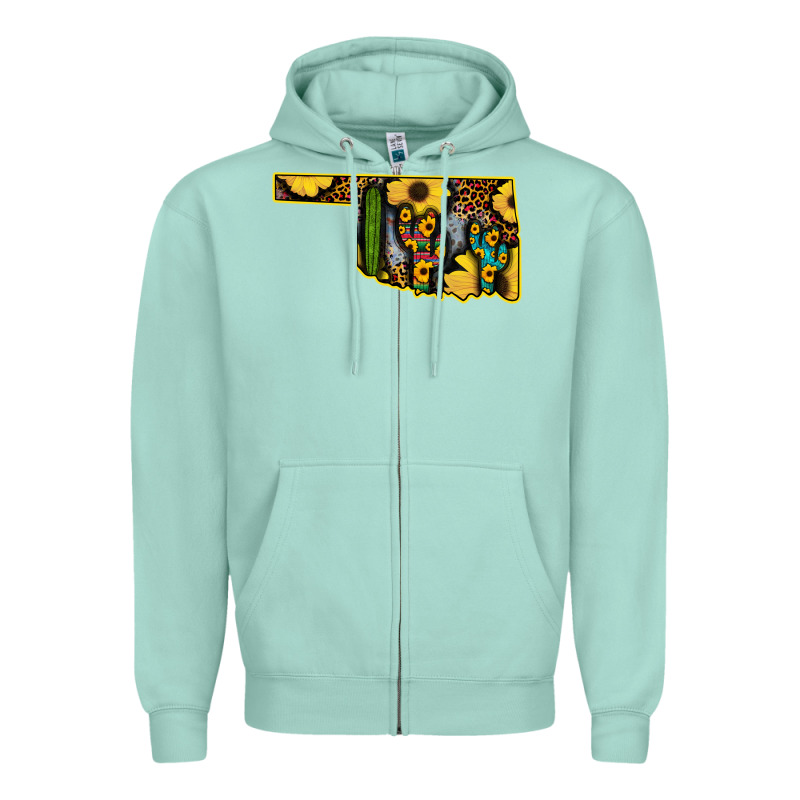 Western Oklahoma Map Sunflower Pattern Zipper Hoodie by Bettercallsaul | Teevron