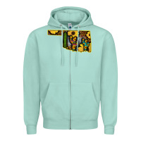 Seafoam Western Oklahoma Map Sunflower Pattern Zipper Hoodie - Bettercallsaul