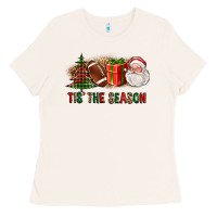 Bone Tis The Season Christmas With Football And Santa Ladies Tee - FaDigitalArtStudio