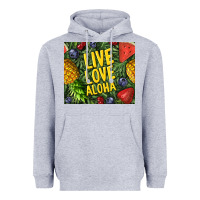 Heather Grey live love aloha Heavyweight Hoodie - TumblerDesignByShophia
