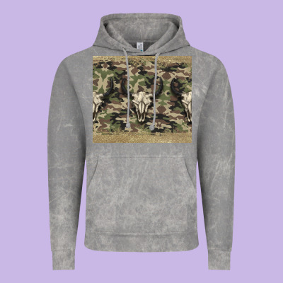 Camouflage Bull Skull Vintage Hoodie Designed By Jasminsmagicworld