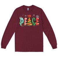 Burgundy peace Long Sleeve Tee - MaliasSmallBusiness