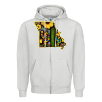 Dove Grey Western Missouri Map Sunflower And Cactus Pattern Zipper Hoodie - Bettercallsaul
