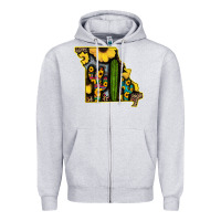 Heather Grey Western Missouri Map Sunflower And Cactus Pattern Zipper Hoodie - Bettercallsaul