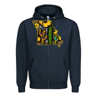 Navy Western Missouri Map Sunflower And Cactus Pattern Zipper Hoodie - Bettercallsaul
