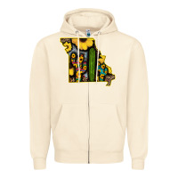 Sandshell Western Missouri Map Sunflower And Cactus Pattern Zipper Hoodie - Bettercallsaul