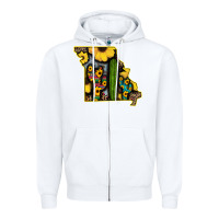 White Western Missouri Map Sunflower And Cactus Pattern Zipper Hoodie - Bettercallsaul