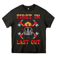 Asphalt firefighter face mask with axes Heavy Core Tee - HRA Design Shop