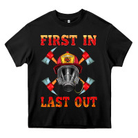 Black firefighter face mask with axes Heavy Core Tee - HRA Design Shop