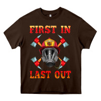 Chocolate Brown firefighter face mask with axes Heavy Core Tee - HRA Design Shop
