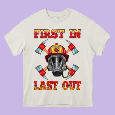 Firefighter Face Mask With Axes Heavy Core Tee Designed By Hra Design Shop