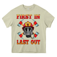 Mossy firefighter face mask with axes Heavy Core Tee - HRA Design Shop