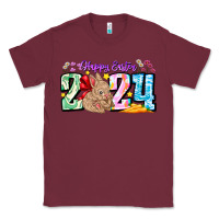 Burgundy Happy Easter 2024 Classic Tee - CowhideDigitalArt