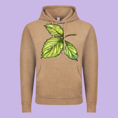 Green Leaf Vintage Hoodie Designed By Barkaloodesign