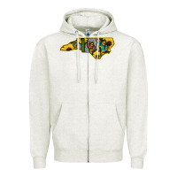 Oatmeal Heather Western North Carolina Map Sunflower Zipper Hoodie - Bettercallsaul