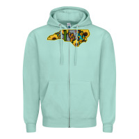 Seafoam Western North Carolina Map Sunflower Zipper Hoodie - Bettercallsaul