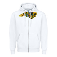 White Western North Carolina Map Sunflower Zipper Hoodie - Bettercallsaul